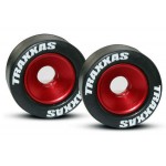 Traxxas 5186 Mounted Wheelie Bar Tires Red Traxxas 5186 Mounted Wheelie Bar Tires Red