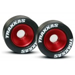 Traxxas 5186 Mounted Wheelie Bar Tires Red